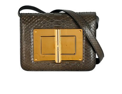 Natalia Crossbody Bag, &pound;550, Handbags, Grey, Python, Front view